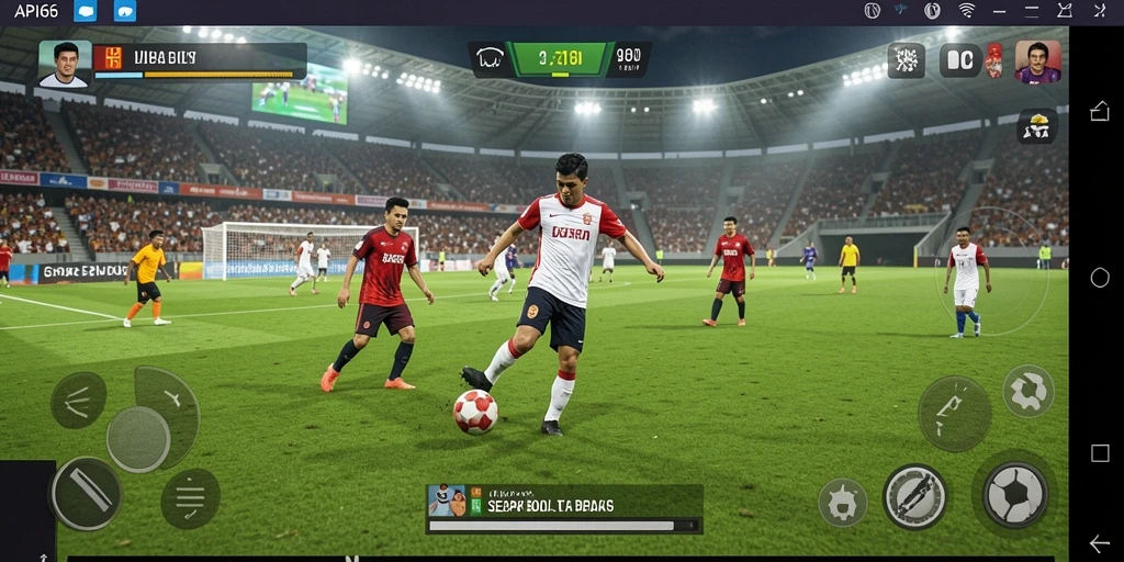 Tampilan dinamis gameplay sepak bola di API66.