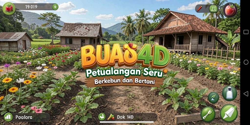 Tampilan gameplay seru saat berkebun di BUAH4D.