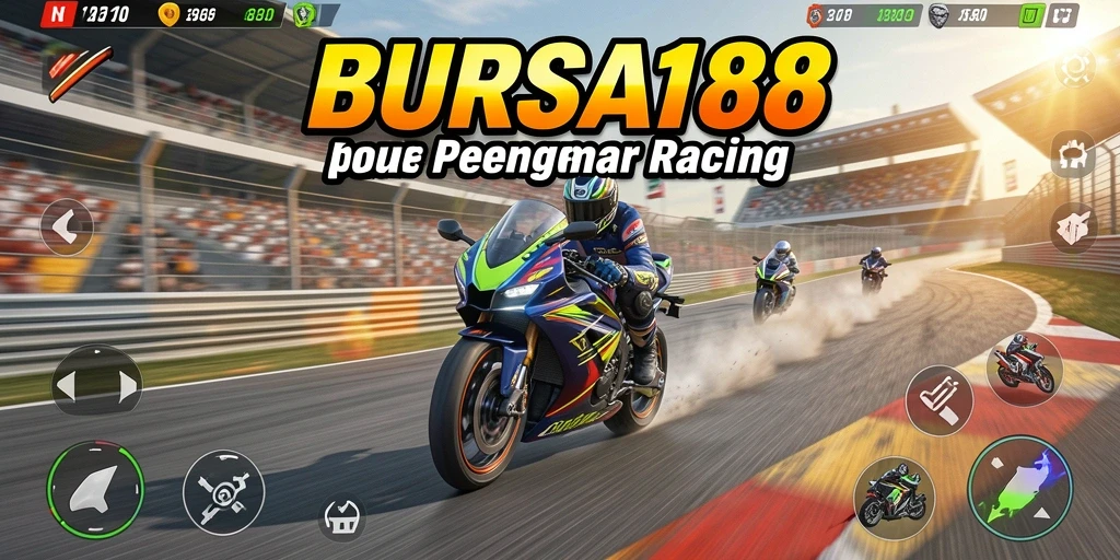 Screenshot gameplay BURSA188 menampilkan aksi balap motor yang mendebarkan.