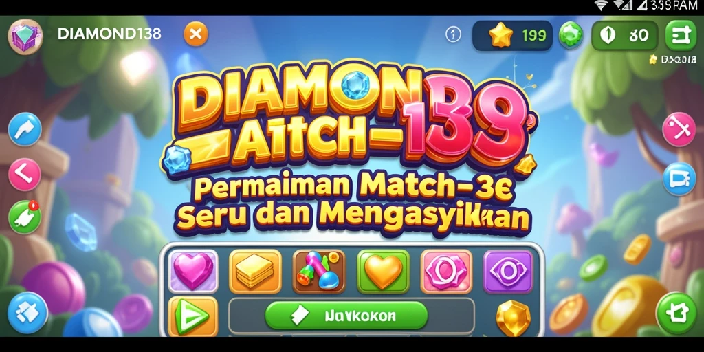 Tampilan gameplay DIAMOND138 dengan kombinasi permata berwarna-warni.
