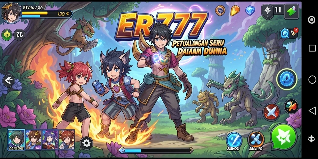 Screenshot ER777 yang menunjukkan aksi seru bertarung dalam dunia anime.