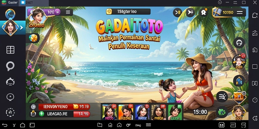 Tangkapan layar gameplay GADAITOTO menampilkan keseruan bermain bersama karakter unik.