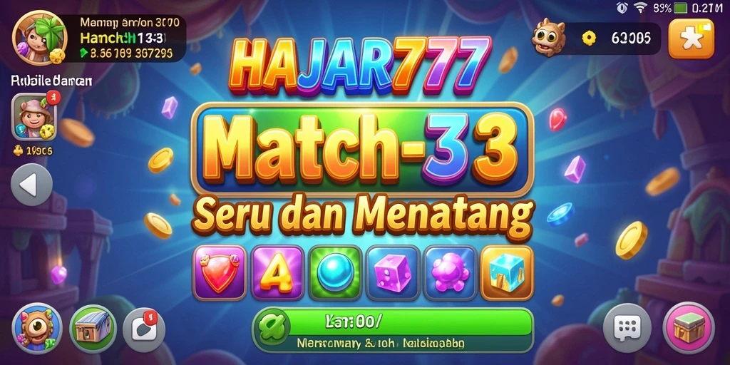 Tampilan gameplay seru dari HAJAR777 dengan tantangan Match-3.