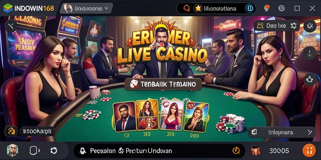 Tampilan dinamis gameplay Live Casino di INDOWIN168.