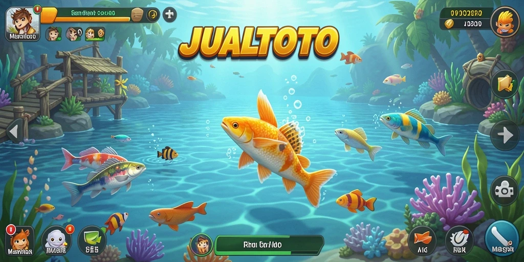 Tampilan gameplay <strong>JUALTOTO</strong> dengan aksi memancing yang seru dan menantang.