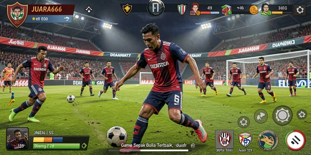 Tampilan gameplay JUARA666 dengan aksi sepak bola yang menarik.