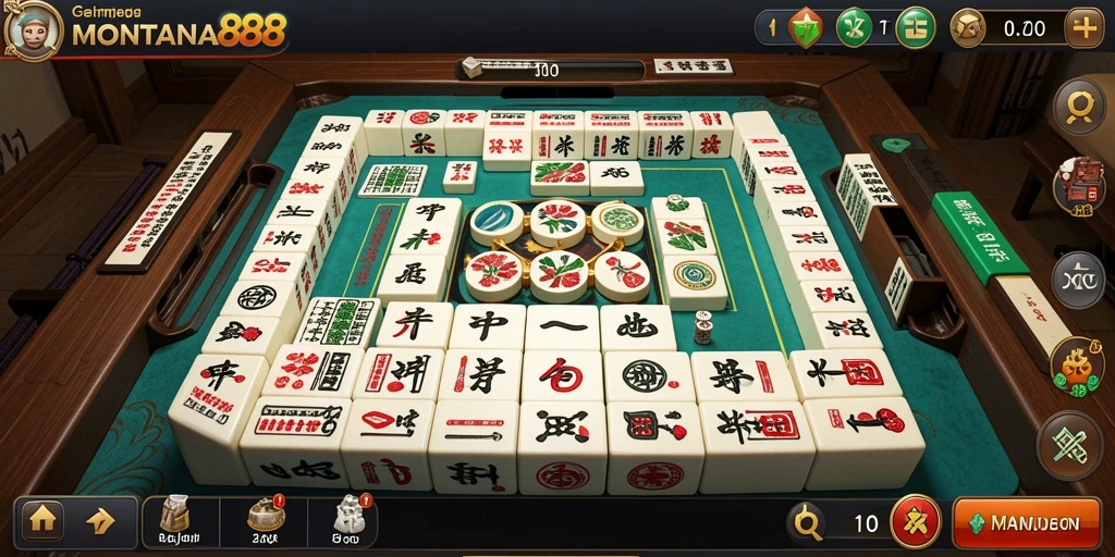 Tampilan gameplay seru di MONTANA88 dengan desain Mahjong yang menarik.