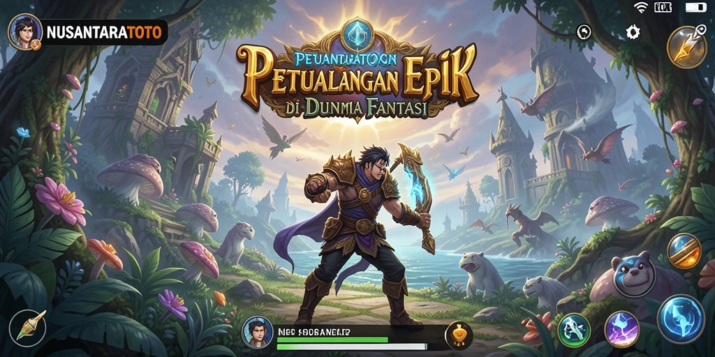 Screenshot gameplay NUSANTARATOTO menampilkan pertarungan epik dan eksplorasi dunia.
