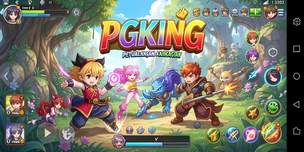 Gameplay seru PGKING yang penuh warna dan karakter Anime.