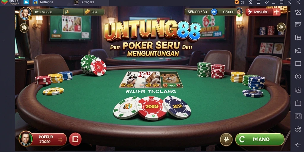 Tangkapan layar UNTUNG88 menunjukkan momen seru dalam permainan poker.