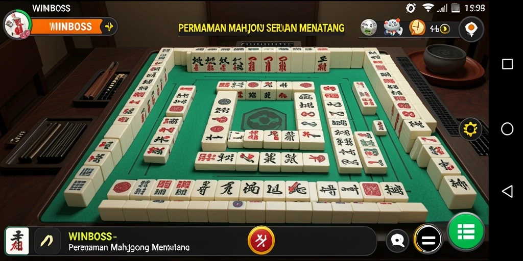 Screenshot gameplay WINBOSS menunjukkan aksi Mahjong yang mendebarkan.